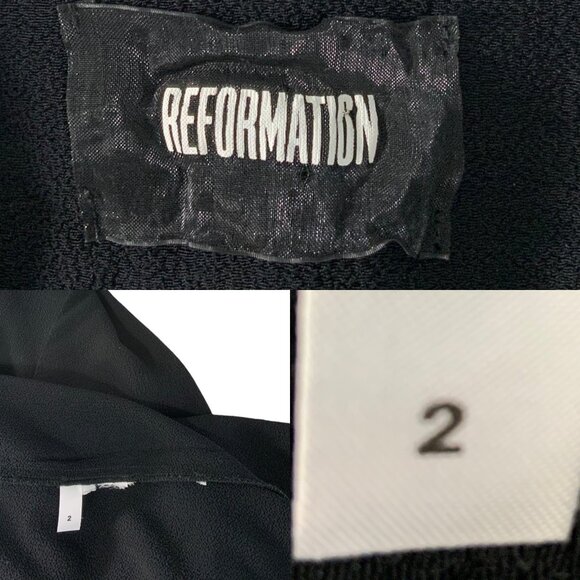 Reformation Clausen Tuxedo Dress 2 Black Mini Long Sleeve Button Front Party - Picture 4 of 11